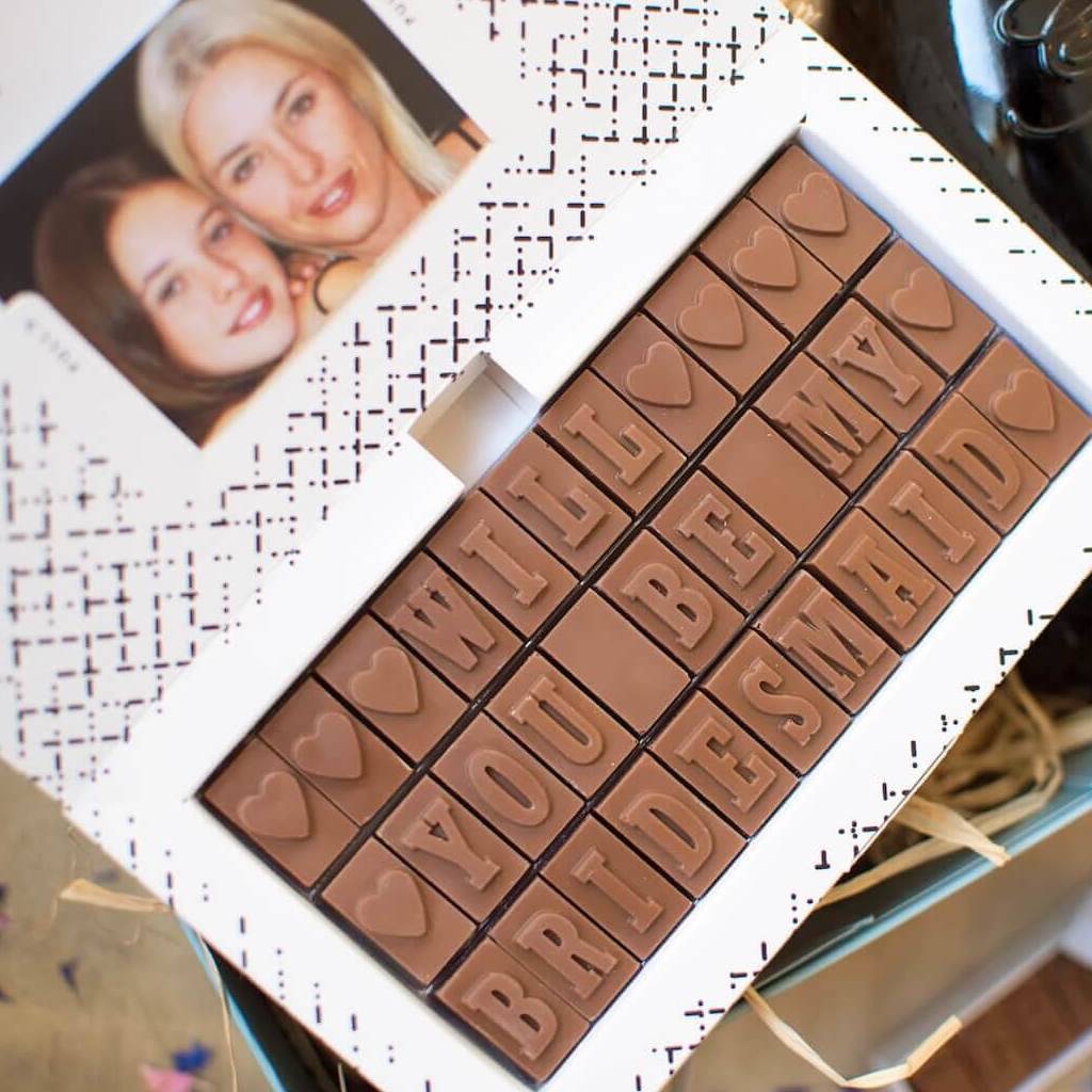 Chocolate invitation, will you be my bridesmaid