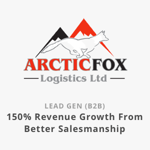 ArcticFox Logistics logo with fox, mountains, and text: 
