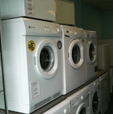 Domestic equipment (washing machines and gas stoves) arranged in the store