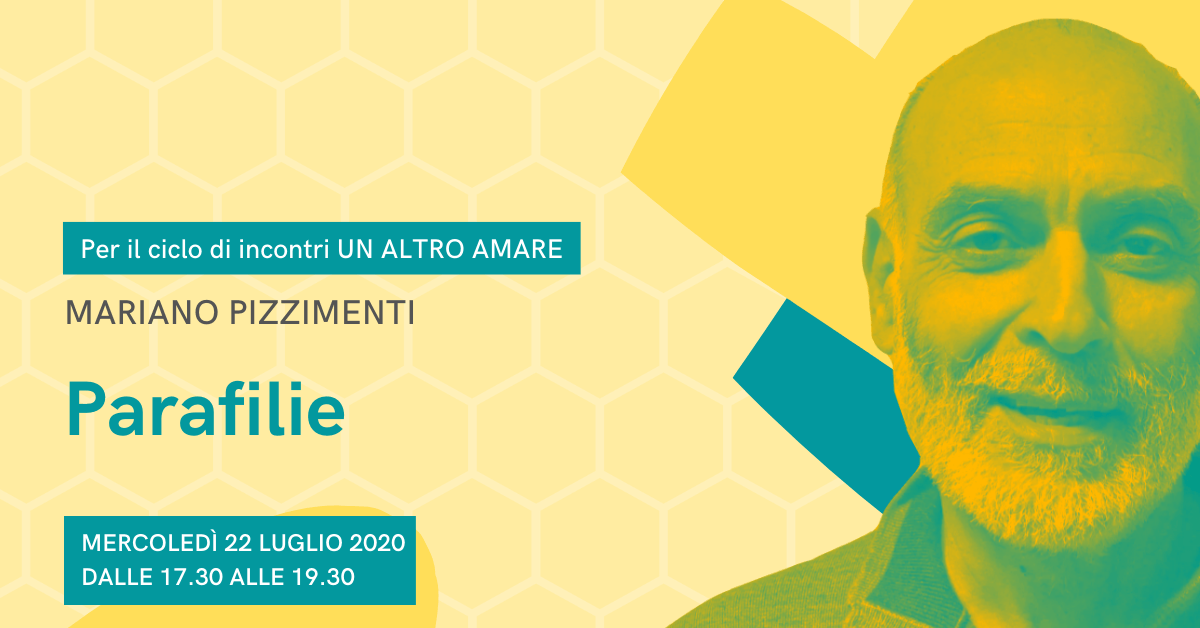 Volantino dell'evento con uno sfondo giallo a nido d'ape raffigurante Mariano Pizzimenti, intitolato