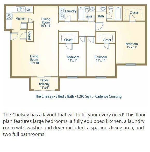 Cadence Crossing 3 bedroom floor plan
