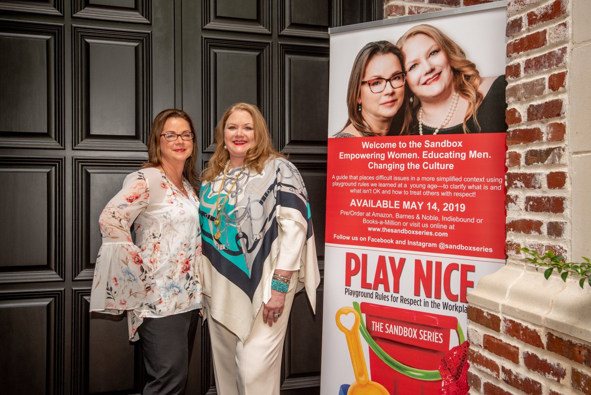 Brigitte Kimichik and J.R. Tomlinson promoting Play Nice at community event on workplace culture