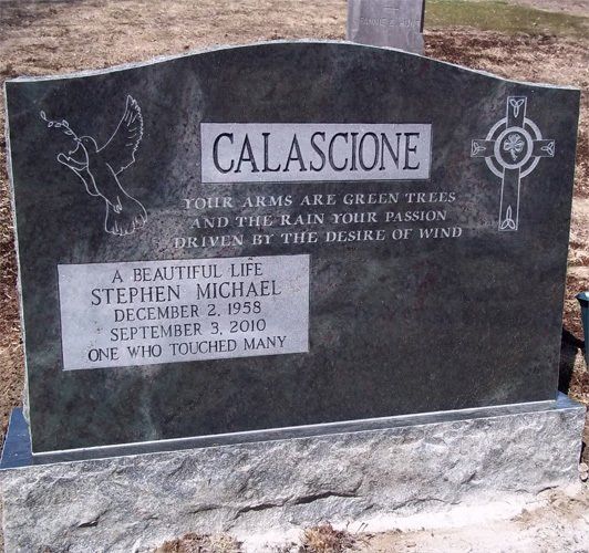 Calascione Bahama Blue Polished 2 BRP Sides Serp Top Skinfrosted Lettering Deep Cut Lettering Panels Skinfrosted Designs Double Wide Upright 