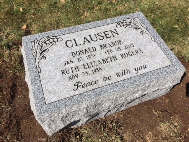 Clausen Barre Grey Oversized Polished Top BRP Sides Flat Carved Design Single Outlined Panel Deep Cut Lettering Semi Script Font