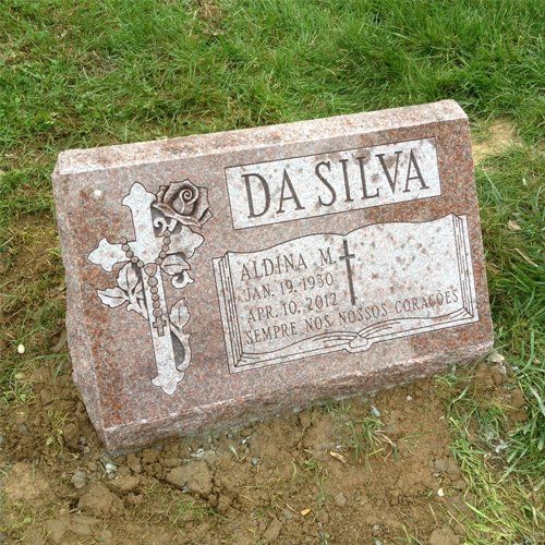 Da Silva Canadian Pink Polished Face BRP Sides Flat Top Single Outlined Panel Book Panel Deep Cut Lettering Deep Cut Cross Deep Carved Rose Flat Carved Cross