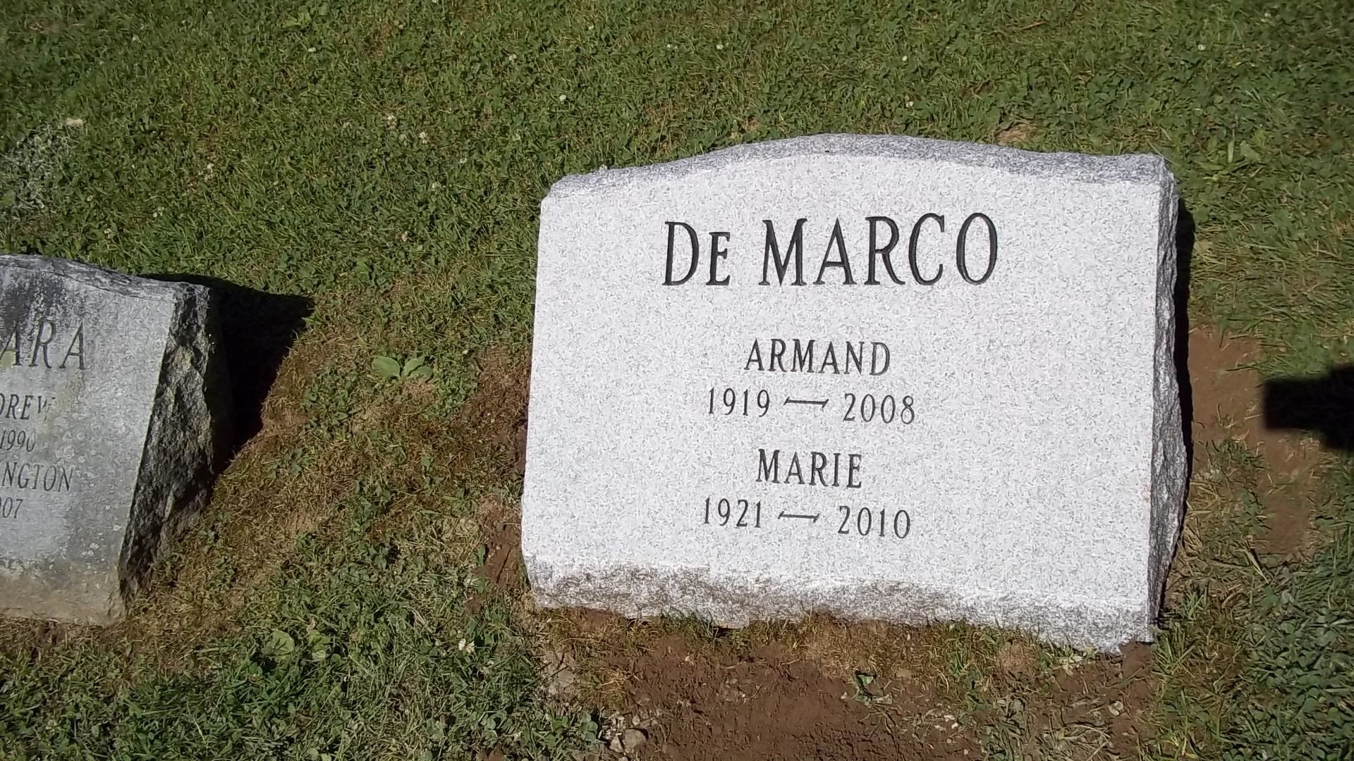 De Marco steeled face brp sides serp top deep carved lettering multiple names barre grey Black Litho
