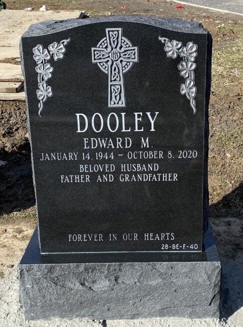 Dooley Impala Black Polished 2 BRP Sides Serp Top Skinfrosted Lettering Shape Carved Florals Single Upright Die
