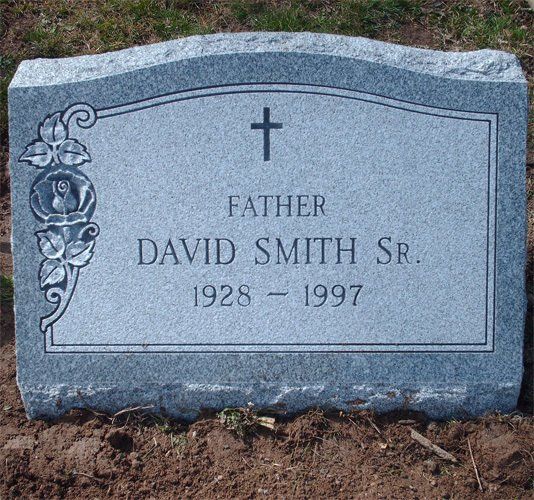 Smith Barre Grey Polished Face BRP Sides Serp Top Double Outlined Panel Deep Carved Rose Deep Cut Lettering Deep Cut Cross