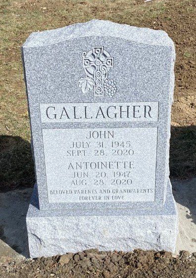Gallagher Barre Grey Polished 2 BRP Sides Serp Top Panels Shape Carved Floral Deep Cut Lettering