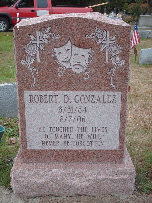 Gonzalez North American Pink Single Upright Panels Deep Cut Lettering Polished 2 BRP Sides Serp Top Shape Carved Florals Flat Carved Designs