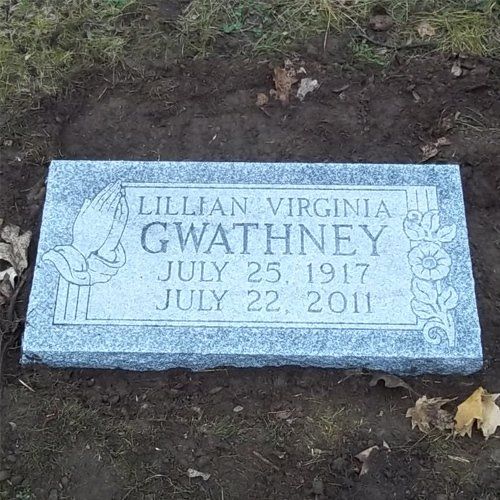 Gwathney Barre Grey Polished Top BRP Sides Flat Carved Designs Shape Carved Florals Double Outlined Panel Deep Cut Lettering
