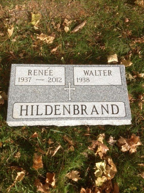 Hildenbrand Barre Grey Polished Top BRP Sides Single Outlined Panel Flat Carved Cross Deep Cut Lettering Scalloped Panel