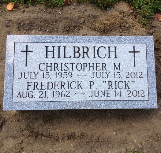 Hilbrich Barre Grey Polished Top Sawed Sides Single Outlined Panel Deep Cut Lettering