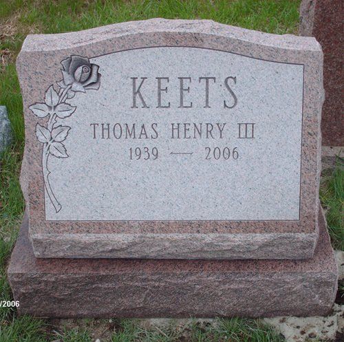 Keets North American Pink Polished Face BRP Sides Serp Top Deep Carved Floral Base Single Outlined Panel Deep Carved Lettering