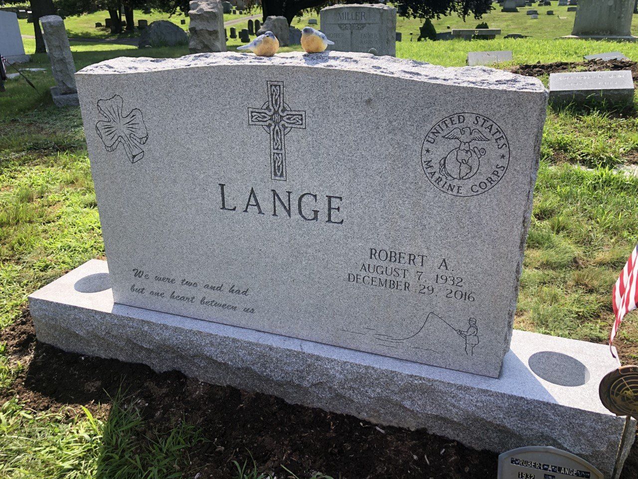 Lange Barre Grey Steeled 2 BRP Sides Serp Top Deep Cut Lettering Double Wide Upright Die Celtic Cross