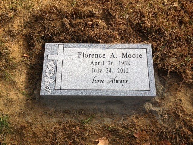 Moore Barre Grey Polished Top Sawed Sides Flat Carved Cross Flat Carved Design Deep Cut Lettering Single Outlined Panel