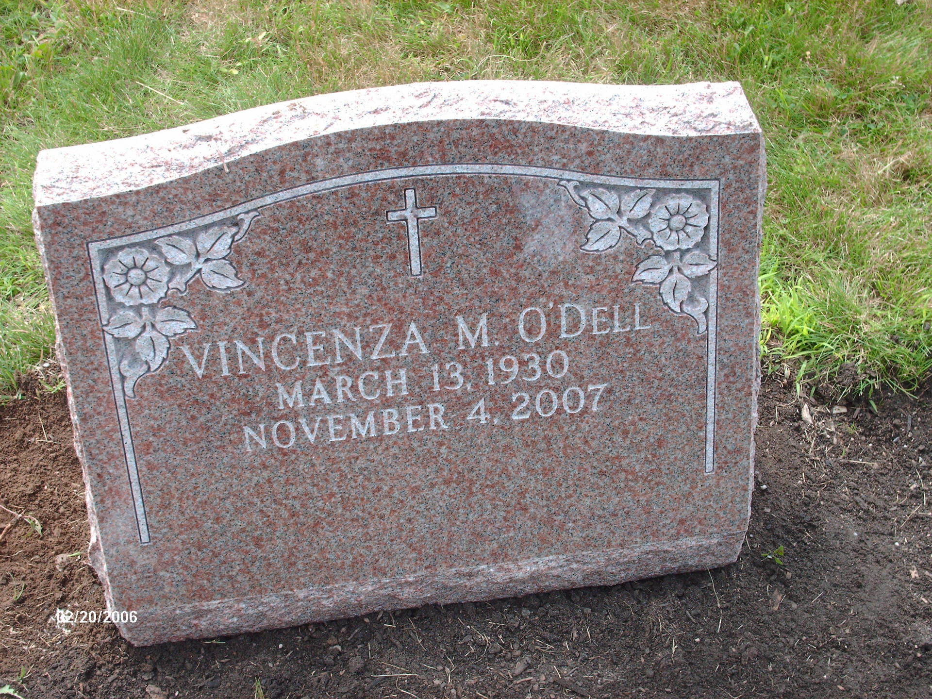 O'Dell north american pink shape carved floral skin frosted lettering flat carved cross serp top brp sides polished face