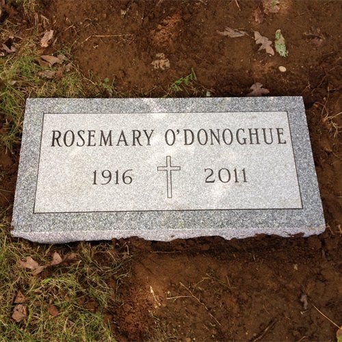O'Donoghue Barre Grey Polished Top BRP Sides Single Outlined Panel Deep Cut Lettering Deep Cut Cross