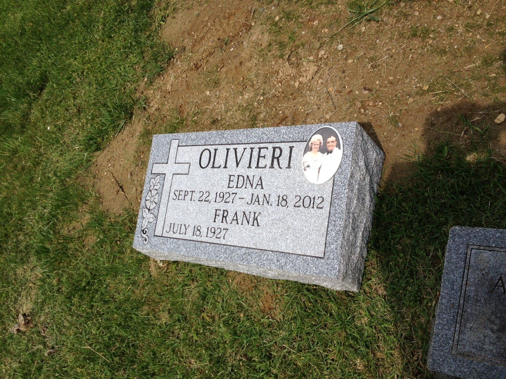 Olivieri Barre Grey Polished Top BRP Sides Flat Carved Design Porcelain Photo Single Outlined Panel Deep Cut Lettering