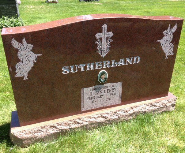Sutherland India Red Double Wide Upright Polished 5 Serp Top Skinfrosted Lettering Flat Carved Designs Porcelain Photo Book Panel Shallow Blown Lettering Deep Cut Lettering