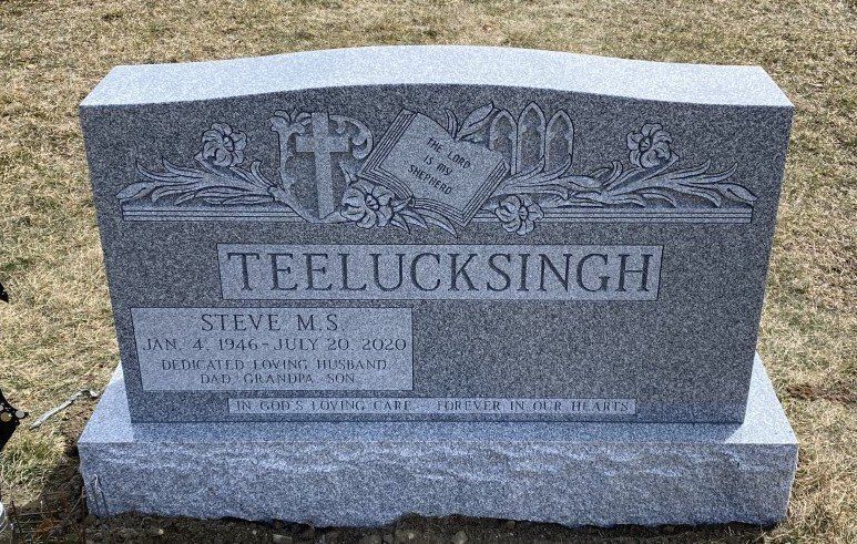 Teelucksingh Barre Grey Double Wide Die Polished 5 Shape Carved Floral Design Panels Deep Cut Lettering Serp Top