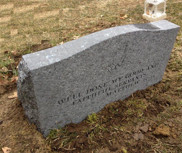 Vargas Blue Pearl Polished Face Polished Top BRP Sides Serp Top Deep Carved Lettering Deep Carved Florals Flat Carved Cross Heart Panel