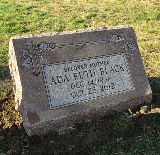 Black Canadian Pink Polished Face BRP Sides Flat Top Double Outlined Panel Deep Cut Lettering Shape Carved Florals Outlined Cross