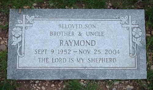 Raymond Barre Grey Polished Top BRP Sides Double Outlined Panel Shape Carved Florals Deep Cut Lettering Flat Carved Cross