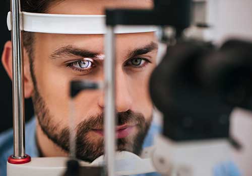 Eye Disease — Male Patient in Ophthalmology Clinic in Lawton, OK Eye Disease — Male Patient in Ophthalmology Clinic in Lawton, OK