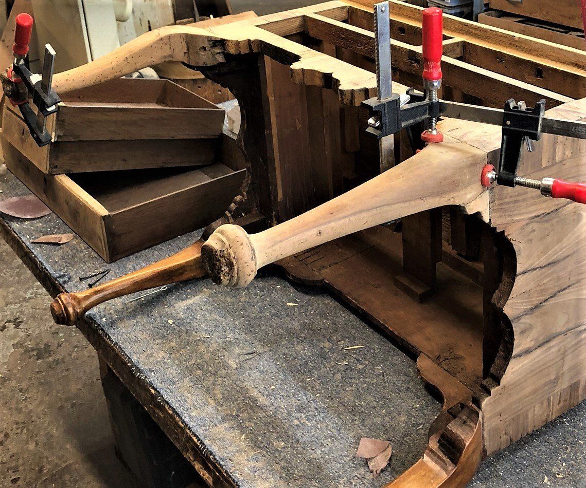 Vintage furniture restoration in progress near Bridgewater, NJ
