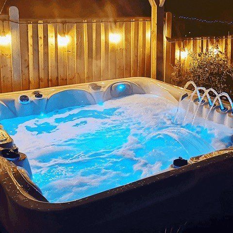 blue swim spa tub