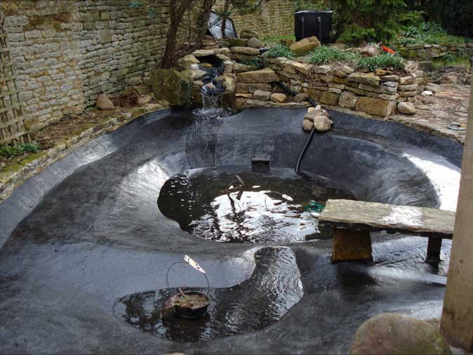 large drained pond