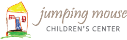 Jumping Mouse Children’s Center logo with a small house drawing and gray text