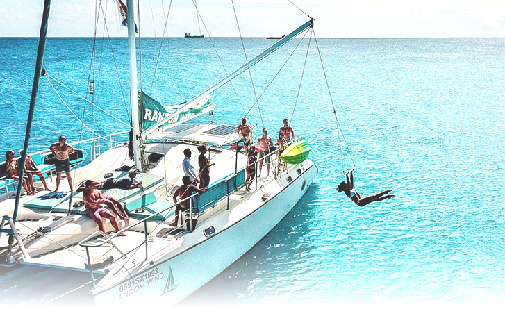 Random Wind catamaran features the Tarzan Swing