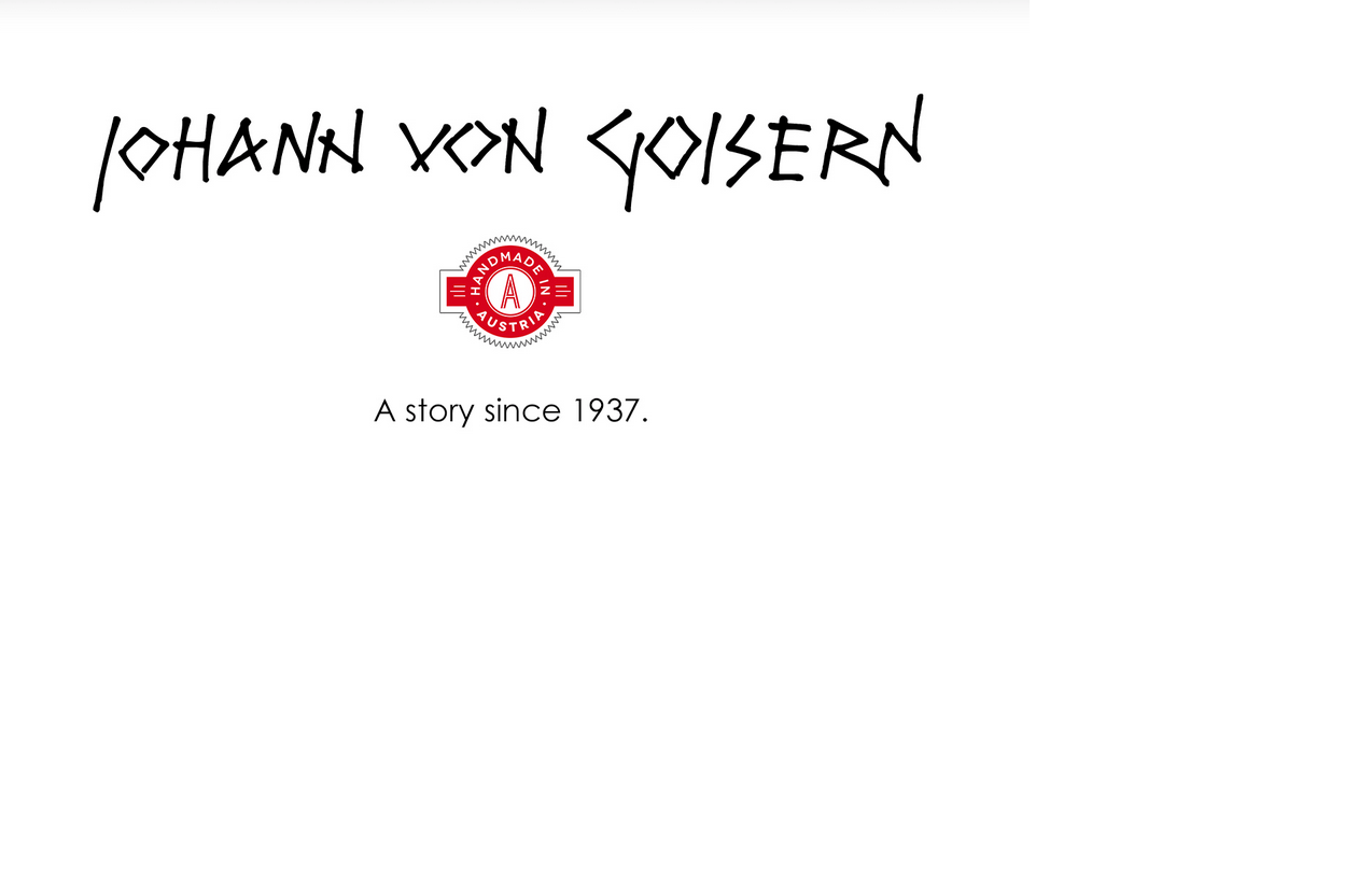Logo für Johann von Goisern mit einem kleinen runden roten Emblem und dem Text „Ein Geschäft seit 1937“.