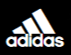Weißes adidas-Logo, bestehend aus drei schrägen Balken über dem kleingeschriebenen Markennamen auf schwarzem Hintergrund.
