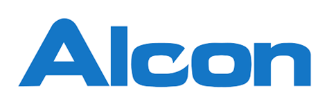 Blaues Alcon-Logo auf weißem Hintergrund.