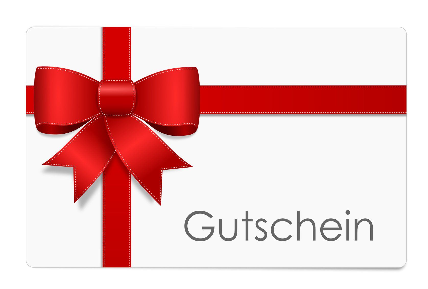 Eine weiße Geschenkkarte, verziert mit einem roten Band und einer Schleife, 