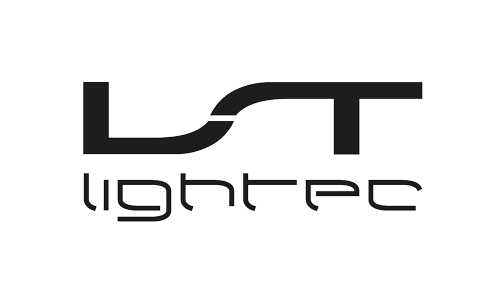 Das schwarz-weiße Lightec-Markenlogo zeigt die stilisierten Buchstaben „LT“ über dem Text „lightec“.