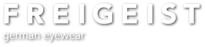 Das Logo der deutschen Brillenmarke Freigeist in weißer Schrift auf dunklem Hintergrund.