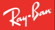 Das weiße Ray-Ban-Logo mittig auf einem leuchtend roten Hintergrund.