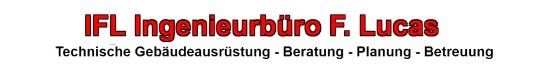 Logo des IFL Ingenieurbüro F. Lucas mit rotem Text und darunter liegender beschreibender Text in ähnlicher Farbe.