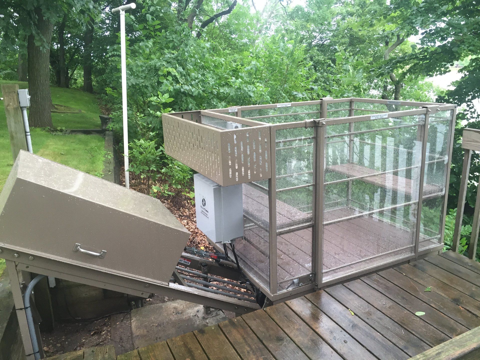 Hillside Lift with control panels that are UL&reg; ASME code compliant and are encased in a waterproof enclosure with surge protection
