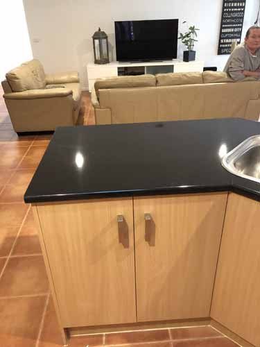 kitchen with black top