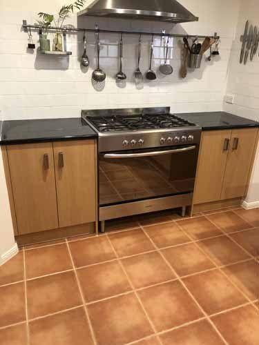 stove with black granite