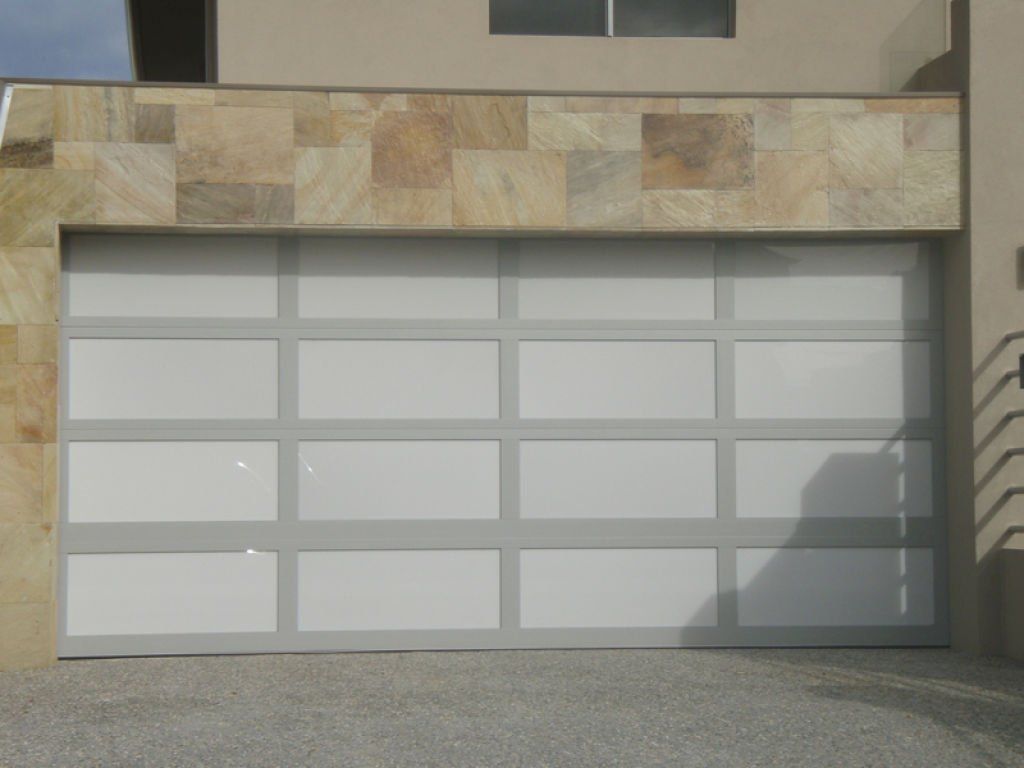 white and gray garage door