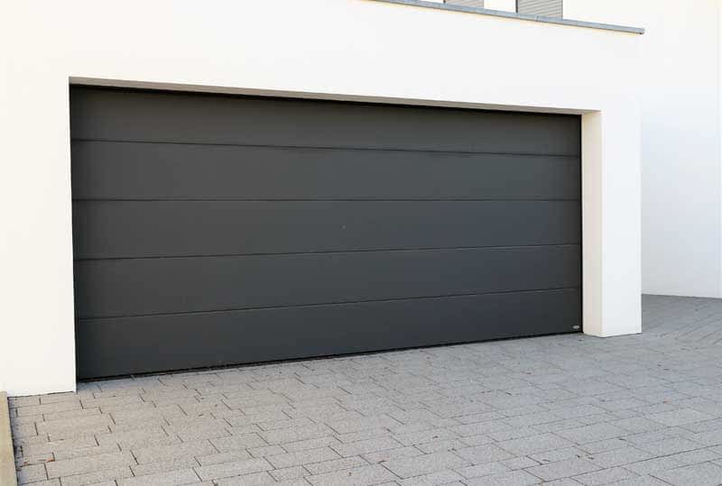 black panel garage door