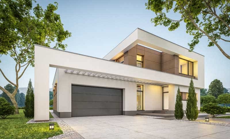 modern home with gray garage door