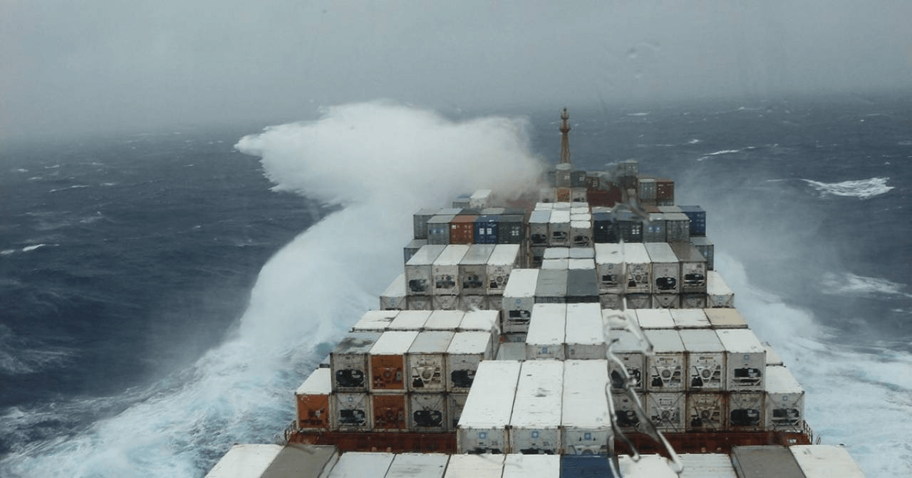 shipping containers at sea