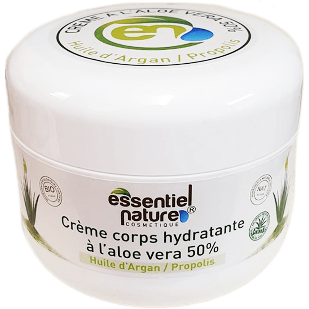 Crème hydratante pour le corps BIO avec 50% d'aloe vera, huile d'argan et du propolis. Un soin pour le corps qui laisse une peau douce, hydratée et délicatement parfumée à la fleur d'oranger. La combinaison idéale